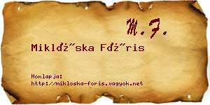 Miklóska Fóris névjegykártya